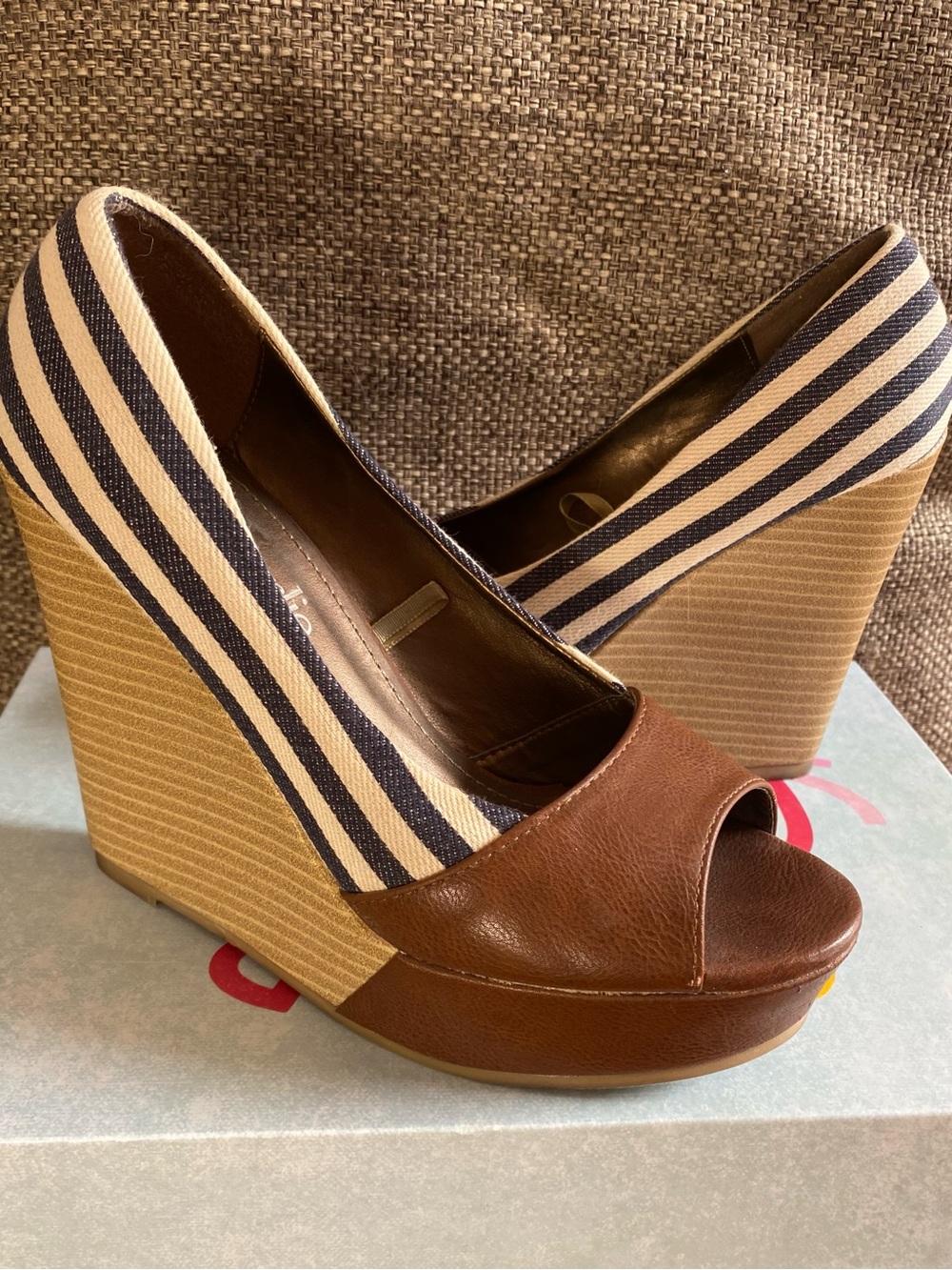 Charming Charlie peep-toe wedge (size 7)